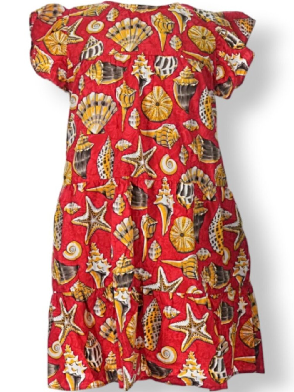 Vintage Malia Honolulu Hawaiian Mid-century Resort Shell Tiered Shift Dress 12